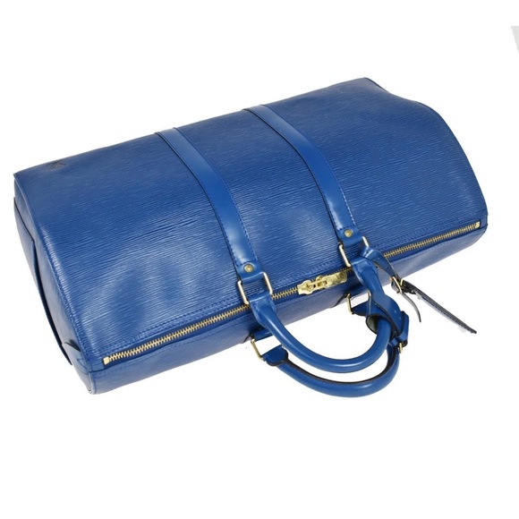 LOUIS VUITTON Keepall 55 Travel Hand Bag Epi Leather Blue M42955 France … - Picture 4 of 6